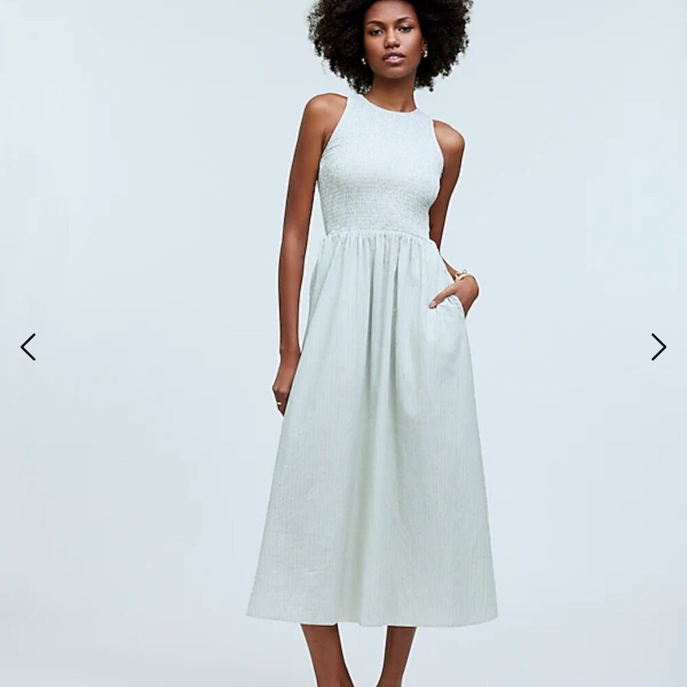 Madewell The Melody Smocked Midi Dress, Medium